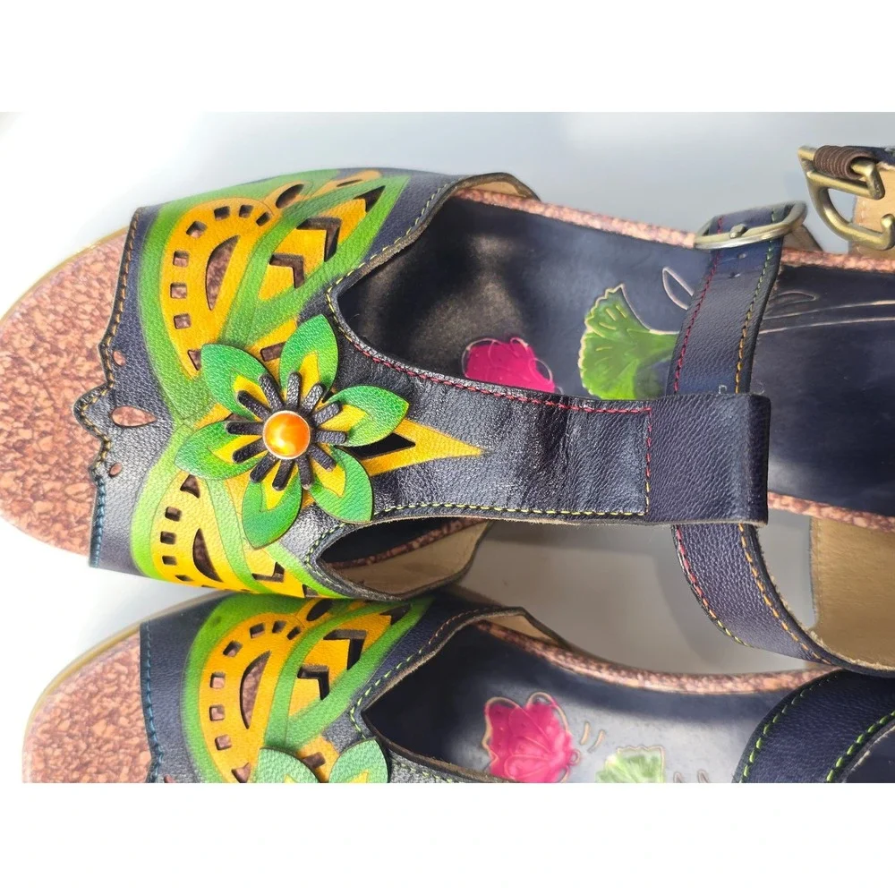 Boho Bloom: Artistic Heels with 3D Floral Charm,‎ 9.5 (EU 41)